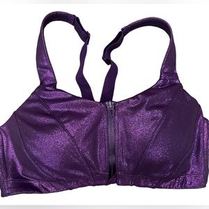 Victoria Secret Total Knockout 2-in-1 Sports Bra, Purple Shimmer, Size 36D